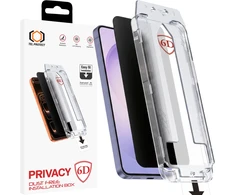 Grūdintas stiklas Tel Protect Dust-Free Easy Fit Privacy Full Glue 6D skirtas Samsung Galaxy S25 Ultra juodas (with fingerprint unlock)