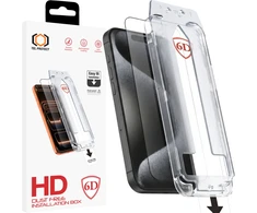 Grūdintas stiklas Tel Protect Dust-Free Easy Fit Full Glue 6D skirtas Apple iPhone 15 juodas