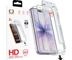 Grūdintas stiklas Tel Protect Dust-Free Easy Fit Full Glue 6D skirtas Apple iPhone 16 Pro/17 juodas – 2 vnt