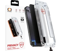 Grūdintas stiklas Tel Protect Dust-Free Easy Fit Privacy Full Glue 6D skirtas Apple iPhone 15 Pro juodas