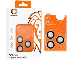 Grūdintas stiklas Tel Protect Titanium Lens 99% AR skirtas Apple iPhone 15 Pro/15 Pro Max skaidrus (objektyvui 3 vnt)