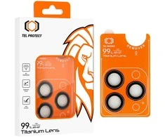 Grūdintas stiklas Tel Protect Titanium Lens 99% AR skirtas Apple iPhone 16 Pro/16 Pro Max titan (objektyvui 3 vnt)