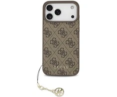 Guess 4G Charm dėklas skirtas Apple iPhone 17 Pro Max Tone on Tone rudos spalvos