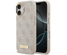 Guess 4G Logo Plate MagSafe dėklas skirtas Apple iPhone 17 Pro rožinės spalvos