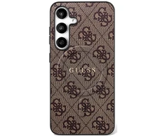 Guess 4G Ring Classic Logo MagSafe dėklas skirtas Samsung Galaxy S25 FE rudos spalvos