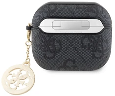 Guess 4G Script PC/PU Charm dėklas skirtas AirPods 3 juodos spalvos