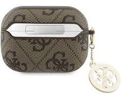 Guess 4G Script PC/PU Charm dėklas skirtas AirPods Pro 2 rudos spalvos