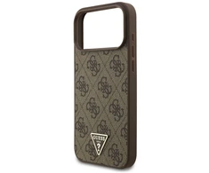 Original dėklas GUESS 4G Strap Triangle Logo MagSafe skirtas Apple iPhone 17 Pro Max rudos spalvos