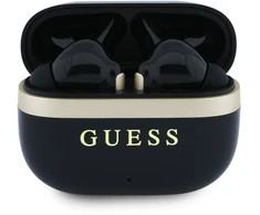 Guess Auksinė Line blizgaus paviršiaus TWS belaidės ausinės, juodos