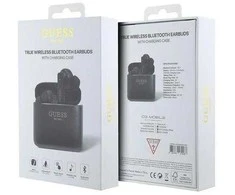Guess Bluetooth ausinės GUTWSSU20ALEGK TWS + docking station juodos spalvos Printed Logo