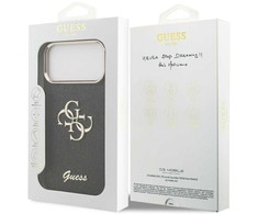 Guess Fixed Glitter Big 4G Metal Frame – dėklas skirtas Apple iPhone 17 Pro Max juodas