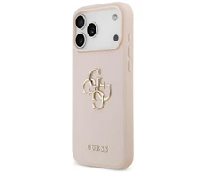 Originalus GUESS Grained Big 4G &amp; Classic Logo dėklas Apple iPhone 17 Pro Max, rausvas