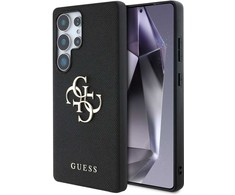 Guess Grained Big 4G Logo Small Classic Logo Samsung Galaxy S25 Ultra dėklas telefonui juodos spalvos