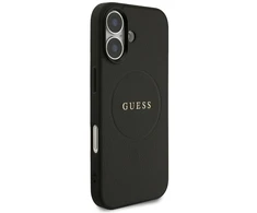 Guess Grained Ring MagSafe dėklas iPhone 17 juodos spalvos