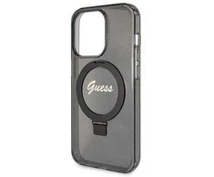 Dėklas GUESS GUHMP13LHRSGSK IPHONE 13 PRO / 13 6.1 "Juodas / Juodas HARDCASE RING STAND SCRIPT GLITTER MAGSAFE