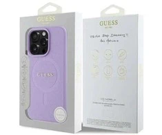 Guess GUHMP16LPSAHMCU Apple iPhone 16 Pro 6.3″ violetinės spalvos kietas dėklas Saffiano MagSafe