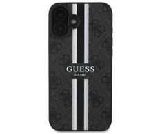 Guess GUHMP16SP4RPSK Apple iPhone 16 6.1" dėklas telefonui juodos spalvos 4G Printed Stripes MagSafe