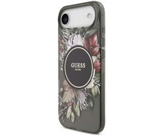 Guess IML Flowers Strap MagSafe dėklas skirtas Apple iPhone Air juodos spalvos