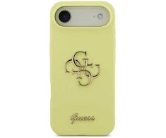Guess Liquid Silicone 4G Metal Logo dėklas skirtas Apple iPhone 17 Air geltonos spalvos