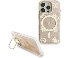 „Guess“ PC/TPU galvanizuoto stovo kameros rėmelis „MagSafe“ dėklas su keičiamais fonais, skirtas „Apple iPhone 16 Pro“