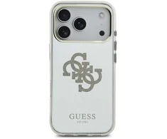 Guess PC/TPU Mirror 4G Glitter Logo MagSafe dėklas skirtas Apple iPhone 17 Pro Gold
