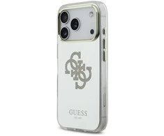 Guess PC/TPU Mirror 4G Glitter Logo MagSafe dėklas skirtas Apple iPhone 17 Pro Gold