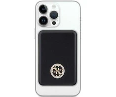 Guess Powerbank indukcinis 5W GUPBM3AL4DMK 3000mAh juodos spalvos MagSafe 4G Strassed Metal Logo
