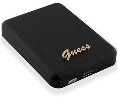 Guess indukcinis išorinis akumuliatorius 5W GUPBM3ALGSGK 3000mAh juodos spalvos MagSafe Metal Script Logo