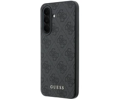 Guess PU 4G Metal Classic Logo dėklas skirtas Samsung Galaxy A37 pilkos spalvos