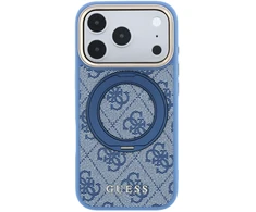 Guess PU 4G Ring Stand MagSafe dėklas skirtas iPhone 18 Pro mėlynos spalvos