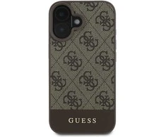 Guess PU 4G Stripe Apple iPhone 16 dėklas telefonui rudos spalvos