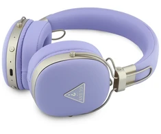 Guess PU Grained Triangle Auksinė Metal Logo ENC belaidės ausinės violetinės spalvos