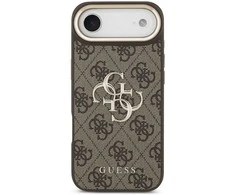 Guess PU Leather 4G Metal Logo Gold Frame dėklas skirtas Apple iPhone Air rudos spalvos