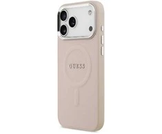 Guess PU Saffiano MagSafe dėklas skirtas Apple iPhone 17 Pro rožinės spalvos