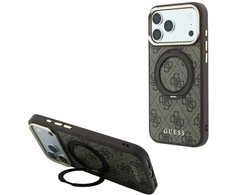 Guess Ring Stand 360 4G Classic Logo MagSafe dėklas, skirtas iPhone 18 Pro / 17 Pro, rudas