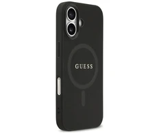 Guess Saffiano Classic Logo MagSafe dėklas Apple iPhone 17 juodos spalvos