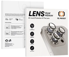 Tel Protect 3D Lens grūdintas stiklas fotoaparatui, skirtas Iphone 18 Pro/18 Pro Max, violetinis (3 vnt. objektyvų)