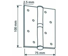 Haushalt Durų lankstai,100 x 75 x 2.5 mm, mat. nikelio spal., 2 vnt.