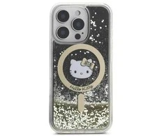Hello Kitty HKHMP16LLGDIK Apple iPhone 16 Pro 6.3″ juodos spalvos auksinis kietas dėklas Liquid Glitter Fever