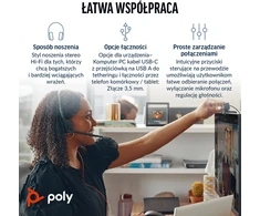 HP Poly „Poly Blackwire 3225“ stereofoninės ausinės su „USB-C“ jungtimi, 3,5 mm kištuku ir „USB-C/A“ tipo adapteriu (didelis kiekis)