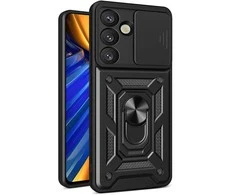Hybrid Armor Camshield dėklas su Stand and Camera dėklas skirtas Realme GT 7 Pro 5G – juodos spalvos