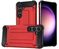 Hurtel Hybrid Armor Camshield Samsung Galaxy S25 Plus dėklas telefonui raudonos spalvos
