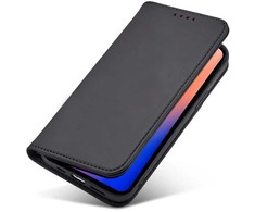 Hurtel Magnet Card dėklas telefonui Apple iPhone 12 Pro Pouch Card Wallet Card Holder juodos spalvos