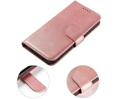 Hurtel Magnet Samsung Galaxy S23 Plus atverčiamas su stoveliu dėklas telefonui rožinės spalvos