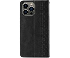 Hurtel Magnet Strap dėklas telefonui Apple iPhone 12 Pro Pouch Wallet + Mini Lanyard Pendant juodos spalvos