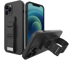 Hurtel Rope silikoninis su dirželiu Xiaomi Redmi 10 dėklas telefonui juodos spalvos
