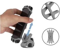 Hurtel Swivel silicone telefono laikiklis dviračiui with replaceable head - juodos spalvos