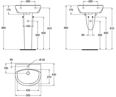 Ideal_Standa Praustuvas Vidima Ulysse, 43 cm x 50 cm x 17 cm