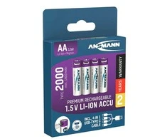 Įkraunami elementai ANSMANN AA, 1800 mAh, 1,5V, 4 vnt.