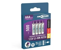 Įkraunami elementai ANSMANN AAA, 400 mAh, 1,5V, 4 vnt.